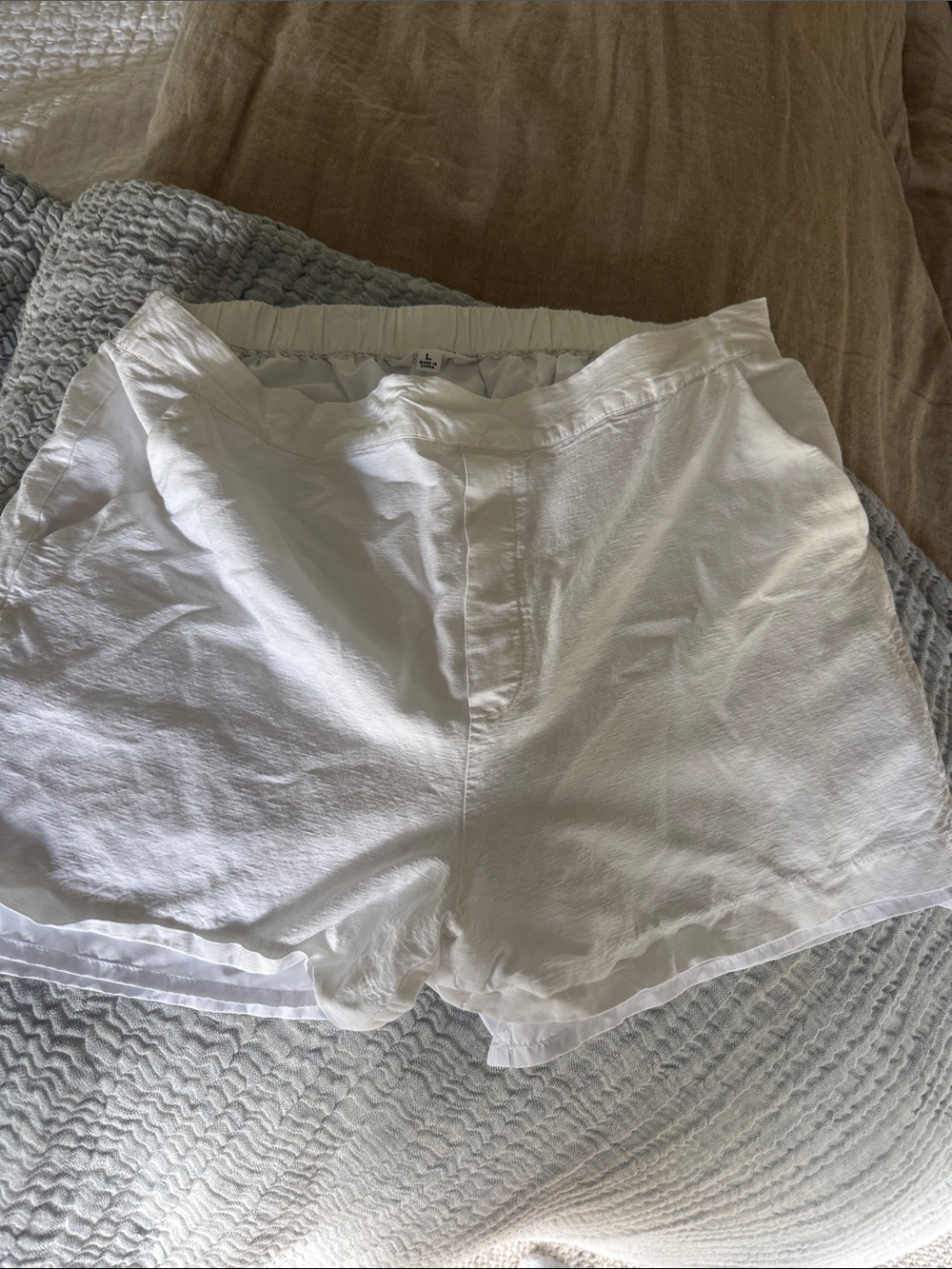 Steve Madden White High Waist Linen-Blend Shorts